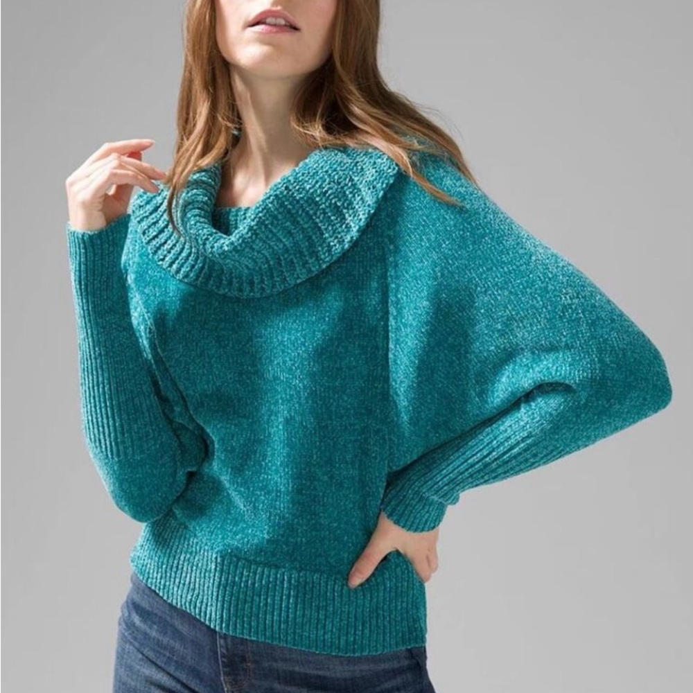 White House Black Market Turquoise Cowl Neck Sweater